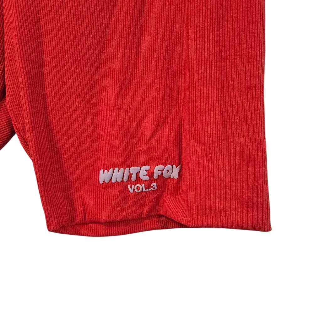 NWT White Fox Offstage Ribbed Bike Shorts Cherry Size L - Picture 2 of 5